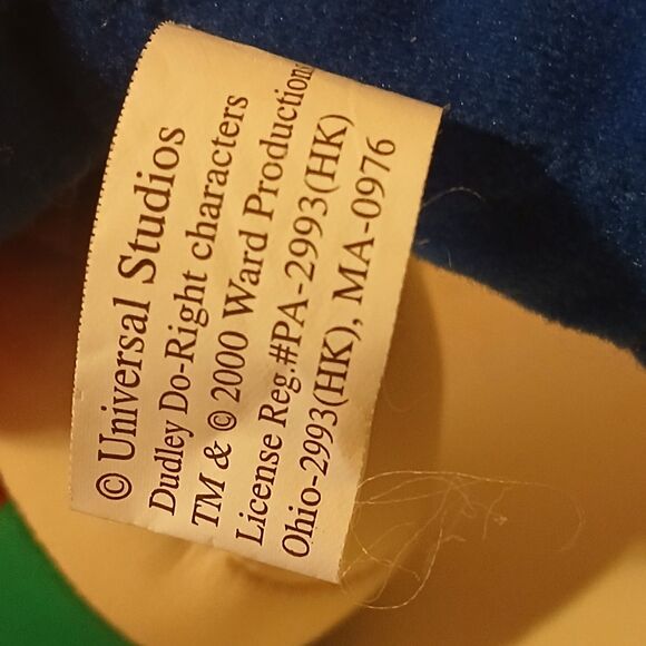 Cartoon Network Vintage Dudley Do-Right Bullwinkle Stuffed Plush Animal Toy Doll - Picture 5 of 5